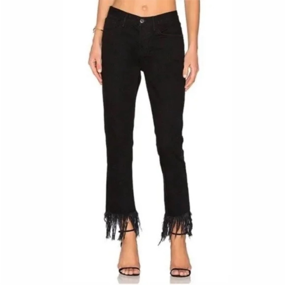 3x1 NYC High-Rise Straight Leg Crop Fringe Jeans Size 28